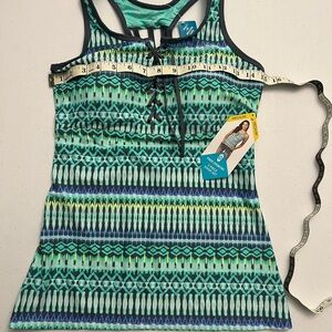 Free Country Blue and Green Swim Coverup with Geometric Patterns